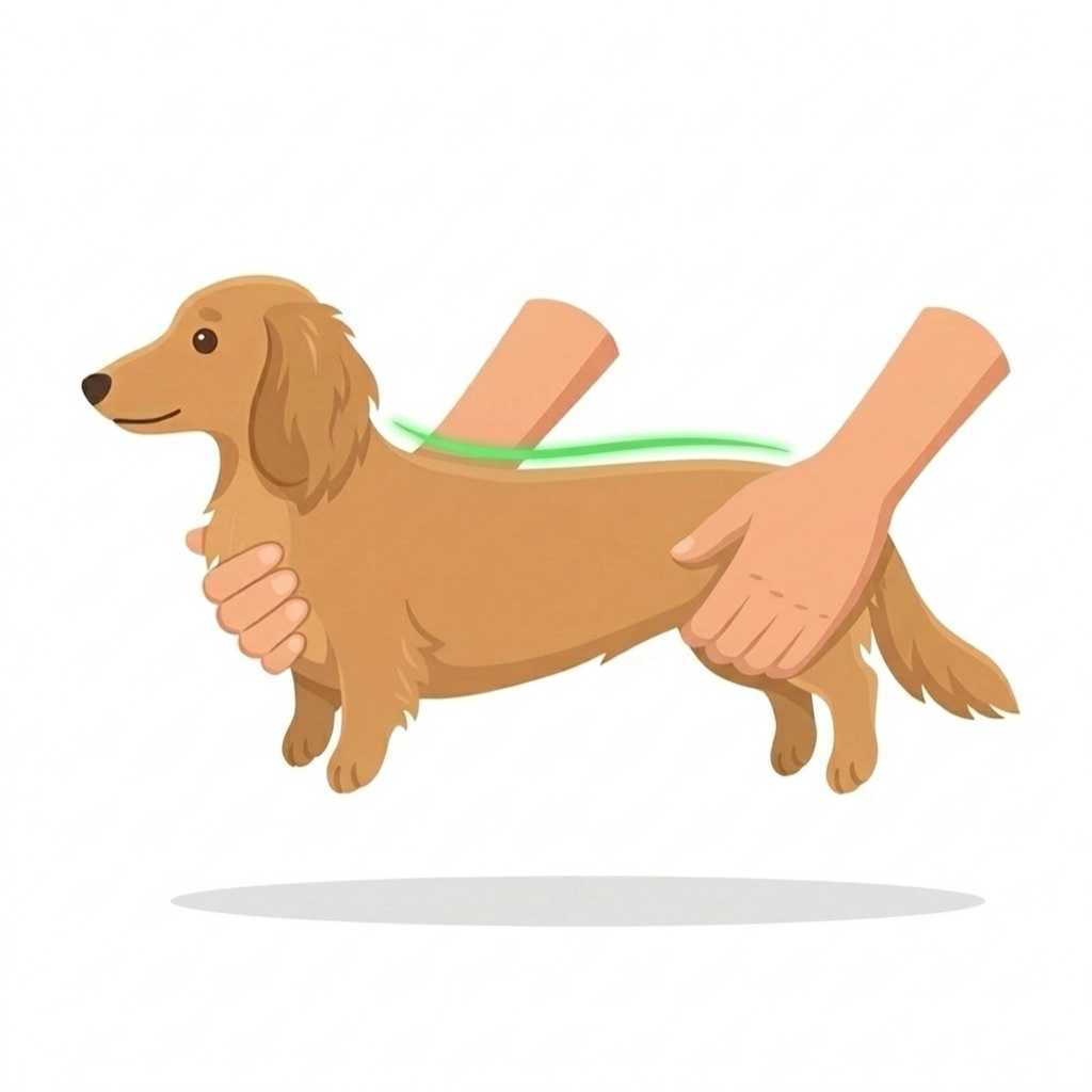 体を水平に保ったまま、ゆっくり持ち上げる