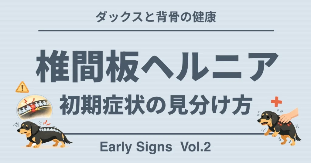 ダックスの椎間板ヘルニア初期症状を示すイラスト