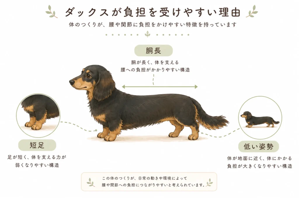ダックスが腰への負担を受けやすい体型の特徴