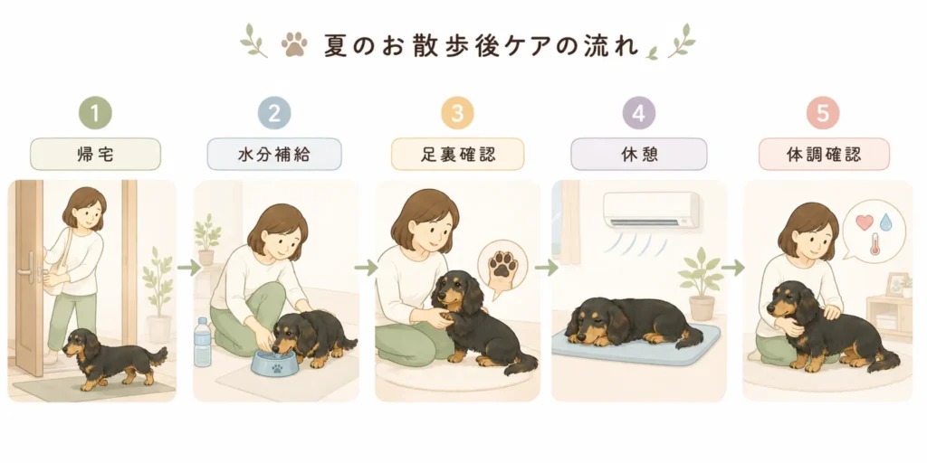 夏のお散歩後ケアの流れ