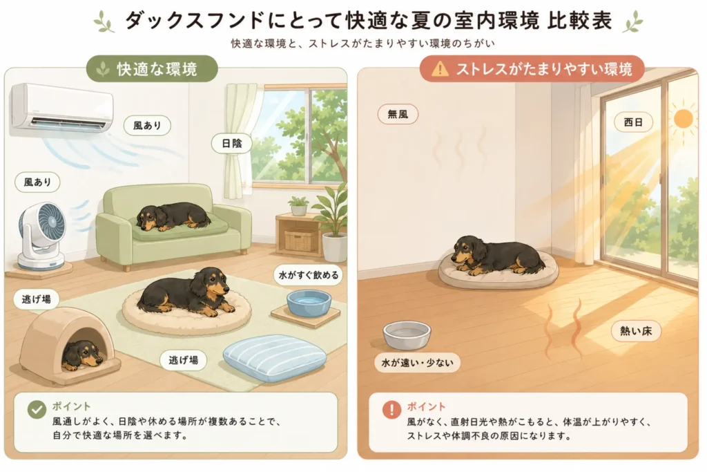 快適な環境と負担になりやすい環境の差図解