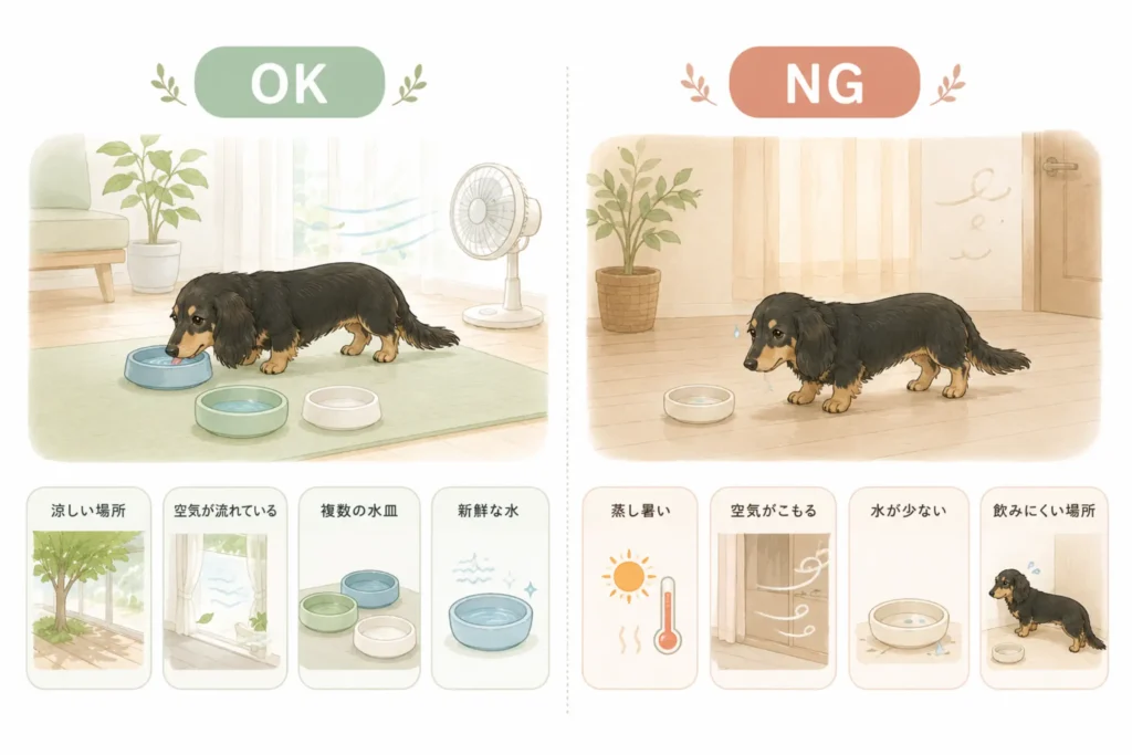 飲みやすい環境 vs 飲みにくい環境図