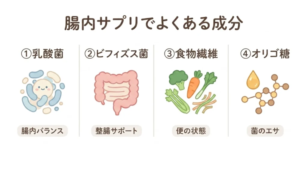 「腸内サプリ成分整理図解」