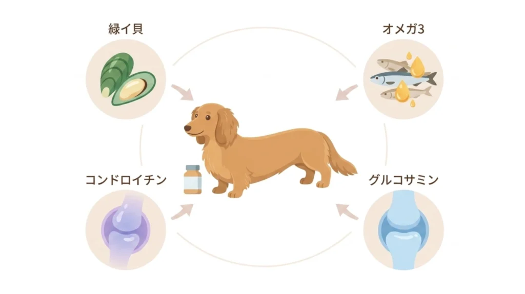 「関節サプリ成分整理図解」
