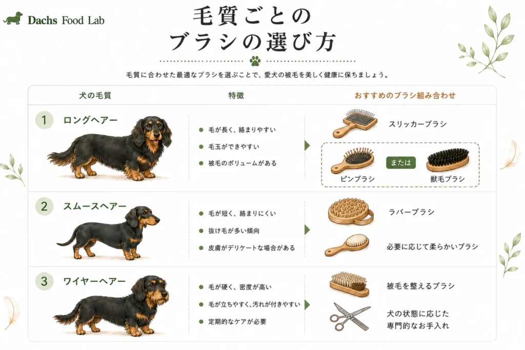 犬用ブラシの種類ごとの役割