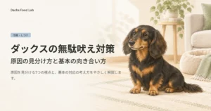 ダックスの無駄吠え対策(原因の見分け方と基本の向き合い方)を紹介する記事のアイキャッチ画像