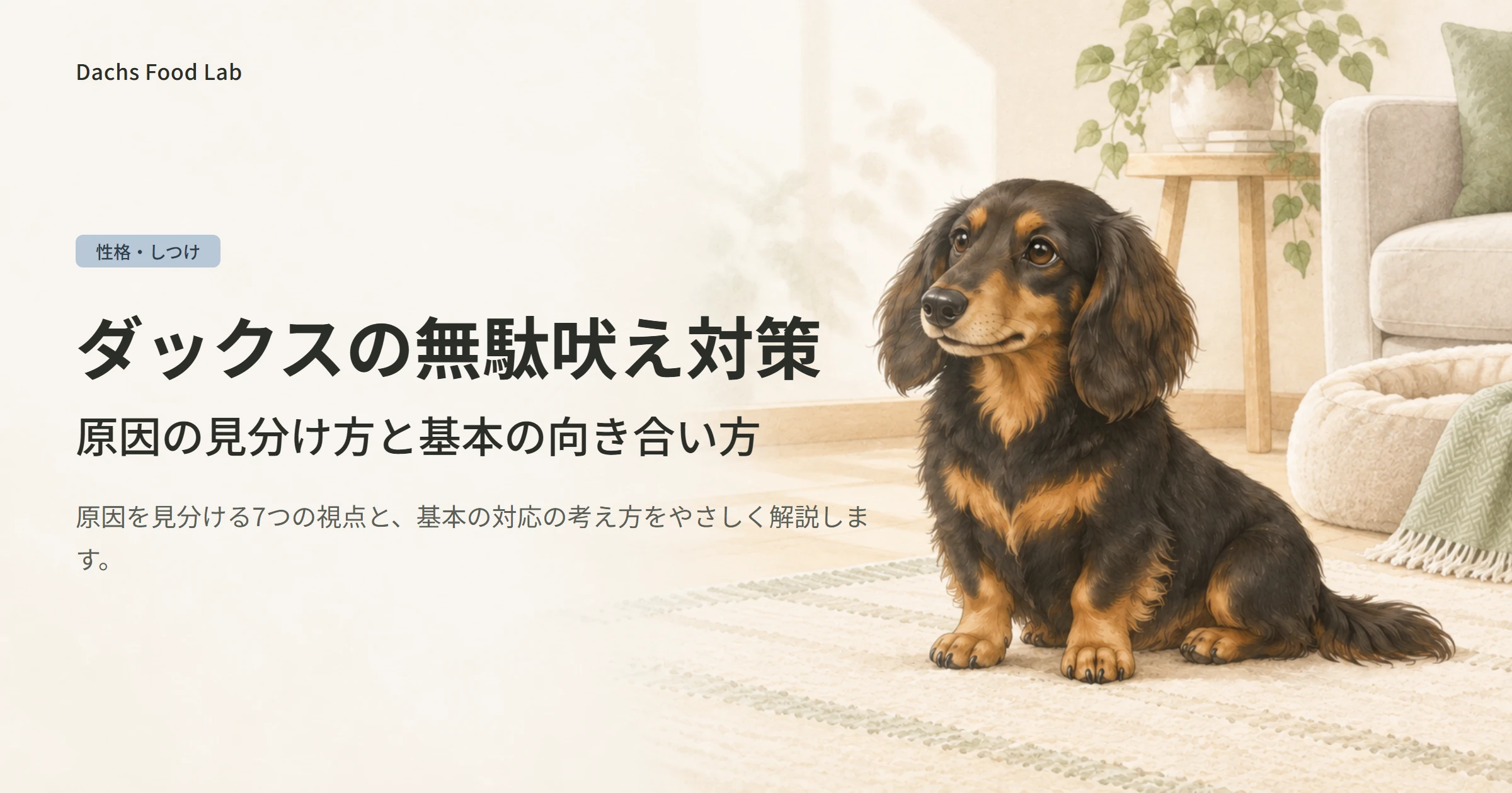 ダックスの無駄吠え対策(原因の見分け方と基本の向き合い方)を紹介する記事のアイキャッチ画像