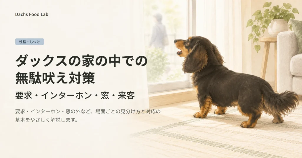 ダックスの家の中での無駄吠え対策を紹介する記事のアイキャッチ画像