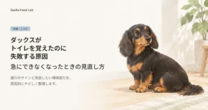 ダックスがトイレを覚えたのに失敗する原因と見直しポイントを紹介する記事のアイキャッチ画像