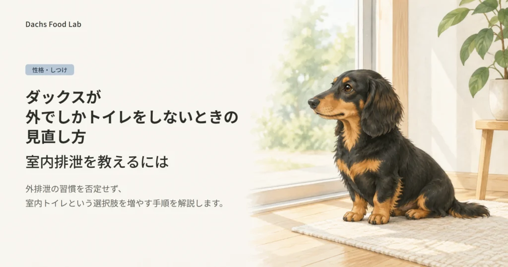 ダックスが外でしかトイレをしないときの見直し方と室内排泄の教え方を紹介する記事のアイキャッチ画像