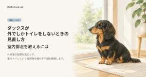 ダックスが外でしかトイレをしないときの見直し方と室内排泄の教え方を紹介する記事のアイキャッチ画像