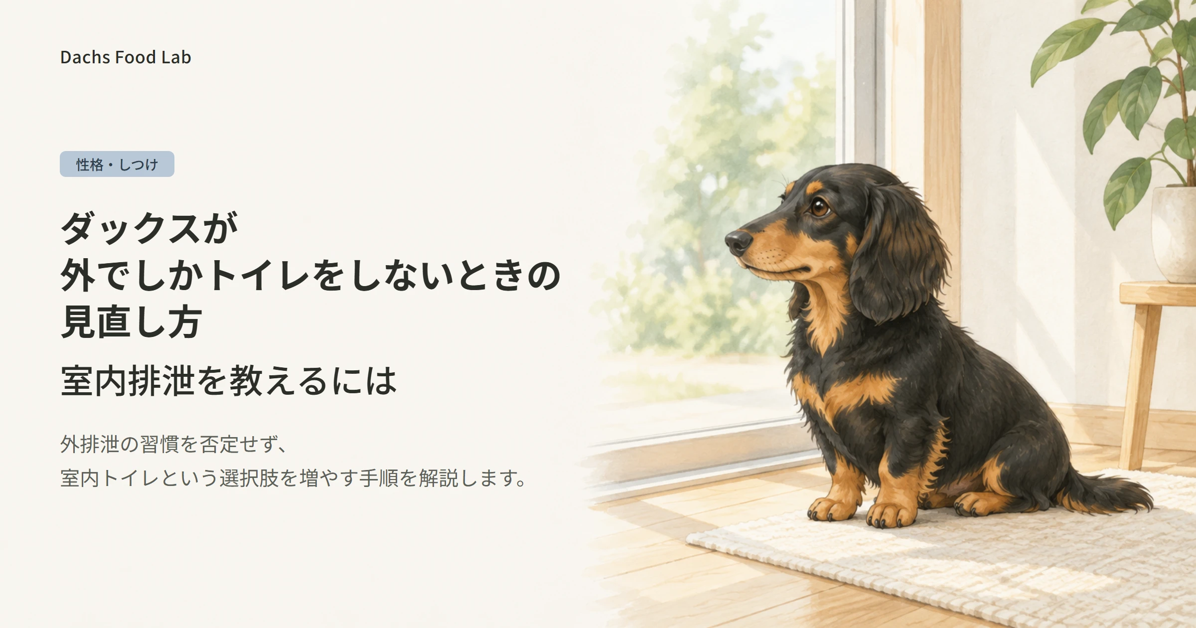 ダックスが外でしかトイレをしないときの見直し方と室内排泄の教え方を紹介する記事のアイキャッチ画像
