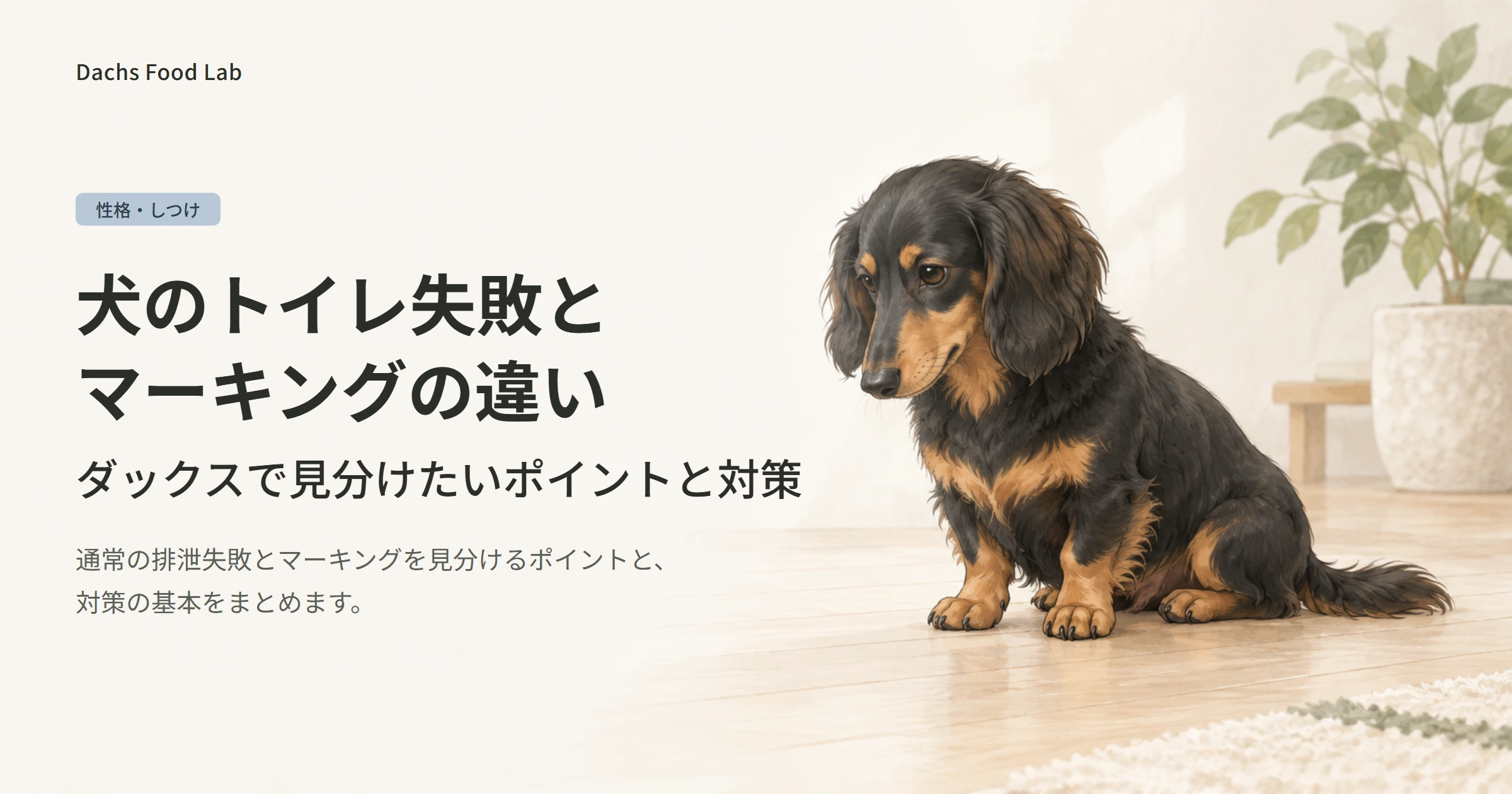 犬のトイレ失敗とマーキングの違いの見分け方と対策を紹介する記事のアイキャッチ画像