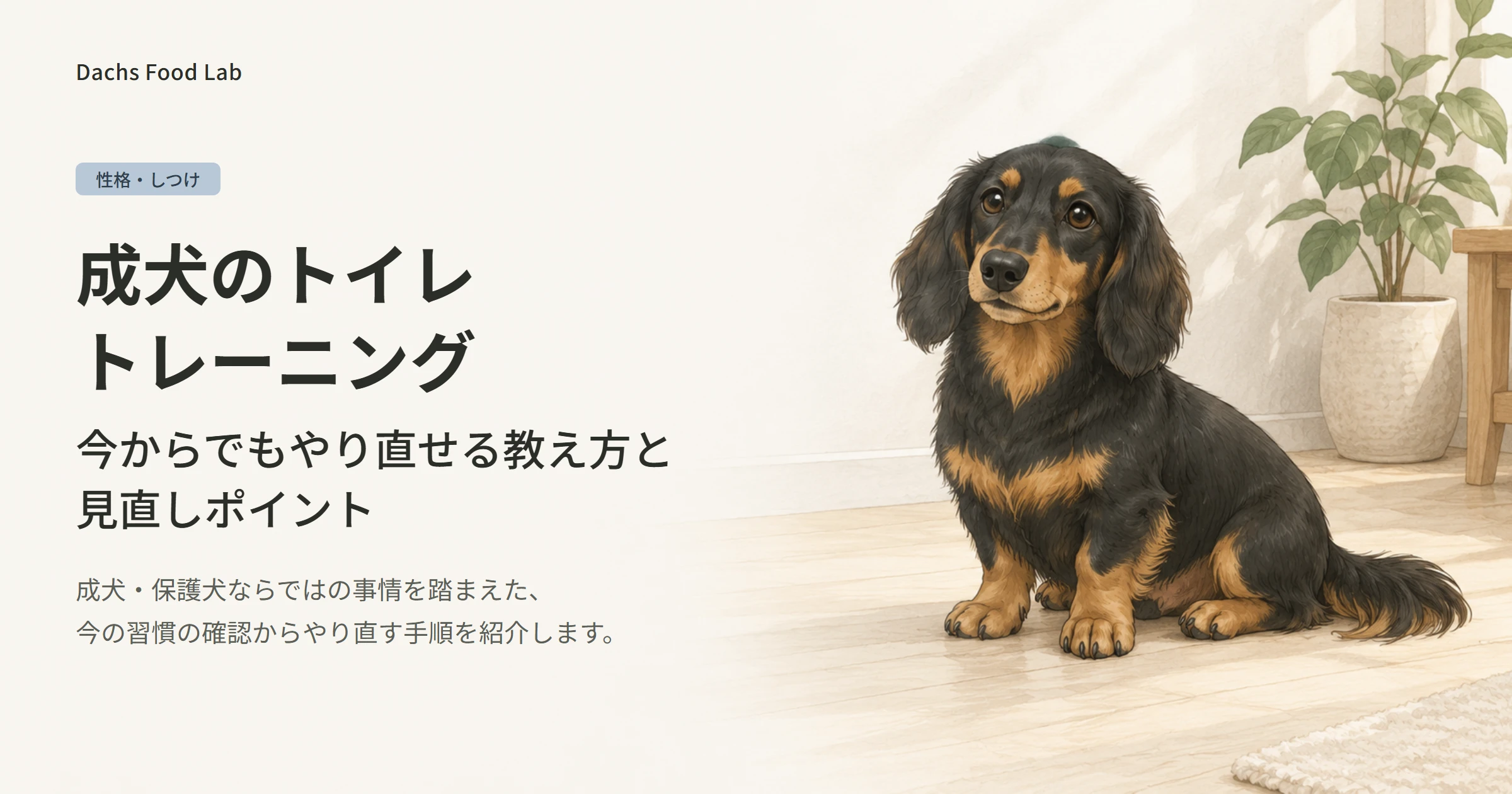 成犬のトイレトレーニングをやり直す教え方と見直しポイントを紹介する記事のアイキャッチ画像